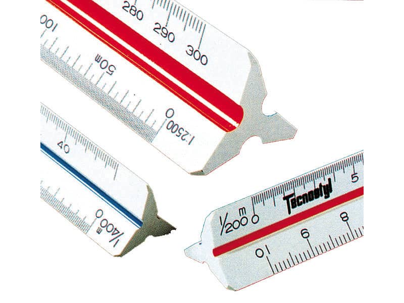 Scalimetro triangolare professionale da 30 cm TECNOSTYL in plastica a 6  scale bianco - 91/E