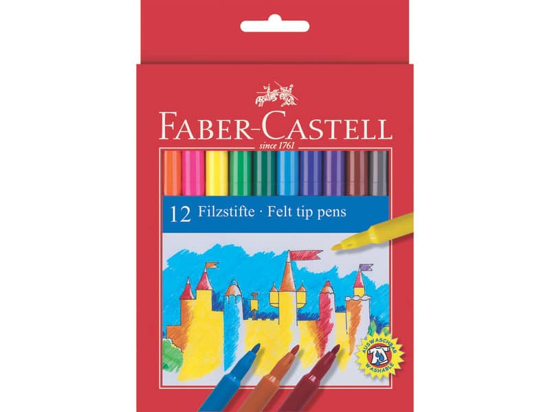 Pennarelli Faber-Castell CASTELLO standard punta fine 3 mm assortiti  astuccio di cartone da 12 - 554212