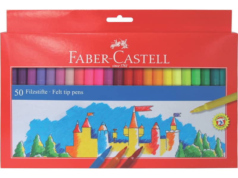 Pennarelli Faber-Castell CASTELLO standard punta fine 3 mm assortiti  astuccio di cartone da 50 - 554250